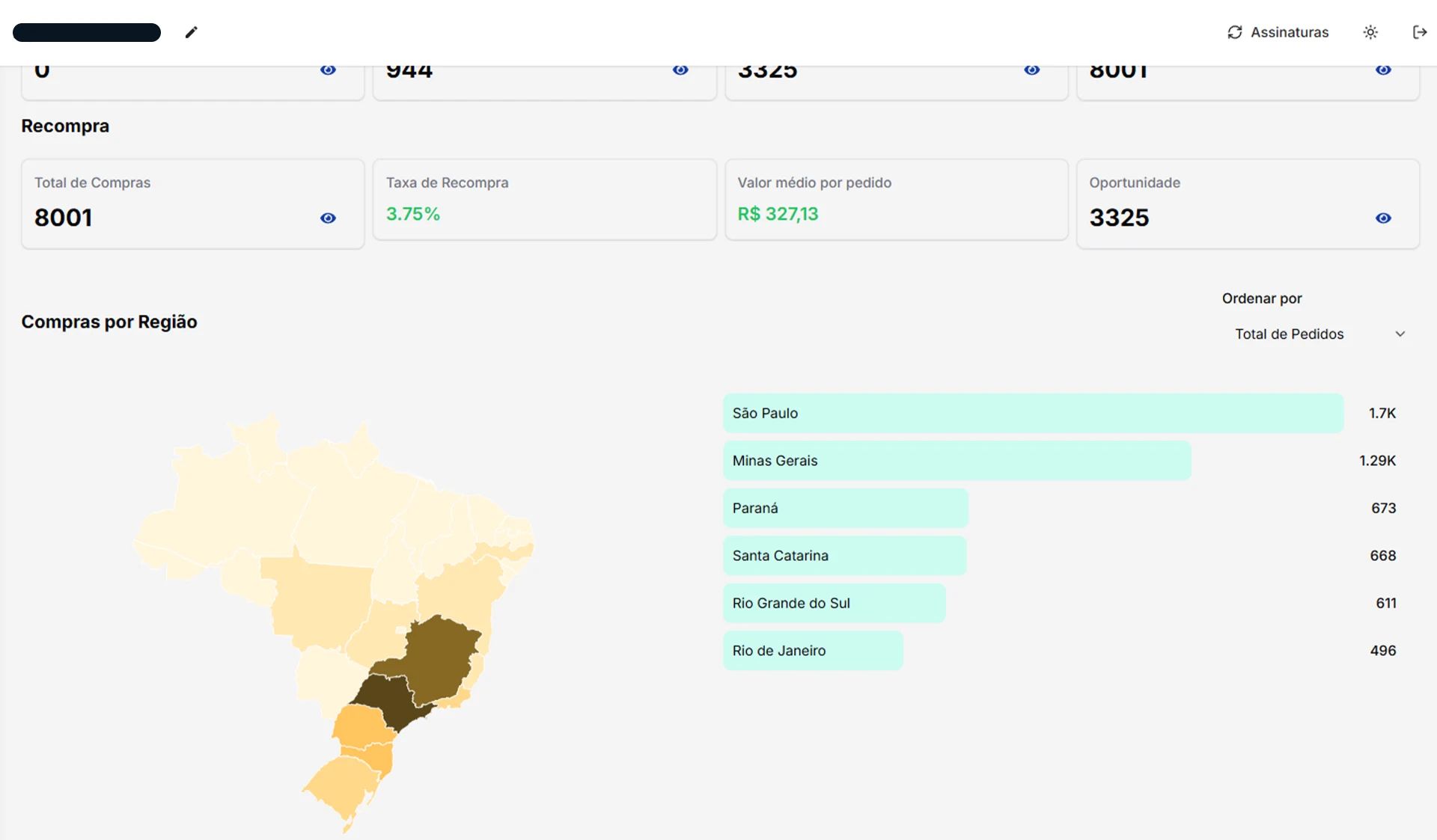 dash ache seu pedido recompra